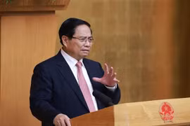 越南政府总理范明政发表讲话。图自越通社