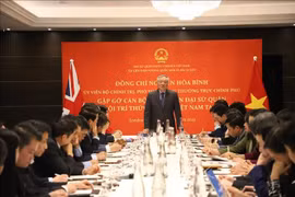 阮和平会见旅英及爱尔兰越南知识分子协会代表。图自越通社