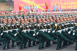 各武装力量在同奈省参加国家统一50周年纪念典礼合练彩排