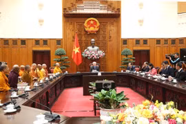 越南政府常务副总理阮和平会见联合国卫塞节国际委员会代表团。图自VGP