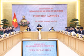 越南政府总理范明政在会上发表讲话。图自越通社