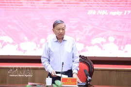 越共中央总书记、国家主席苏林发表讲话。图自越通社