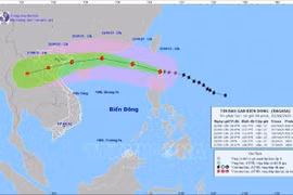 超强台风桦加沙9月22日下午1点移动方向。图自越通社