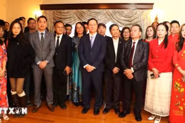 越南驻加拿大大使范光荣和夫人以及旅居加拿大越南人出席旅加越南人举行春节活动。图自越通社