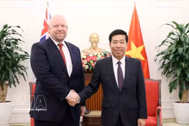 越南外交部副部长阮孟强与新西兰外交贸易部副部长格雷厄姆·莫顿。图自越通社