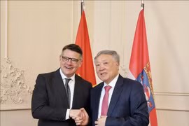 越南政府常务副总理阮和平和德国黑森州州长鲍里斯·莱茵（Boris Rhein）。图自越通社
