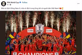 国际足球联合会（FIFA）刚向越南国家男子足球队夺得2024年东南亚足球锦标赛冠军表示祝贺，并为不慎在次回合比赛中遭遇严重受伤的前锋阮春山加油。图自越通社