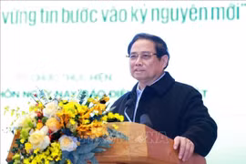 越南政府总理范明政发表讲话。图自越通社