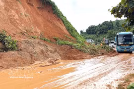 强降雨导致宣光省多条道路发生山体滑坡。图自越通社
