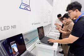 参观者体验BOE Vietnam的技术产品。图自sggp.org