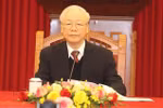 越共中央总书记阮富仲与古共中央第一书记、古巴共和国国家主席迪亚斯·卡内尔通电话