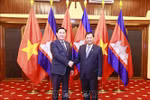 越南国会主席王廷惠会见柬埔寨参议院主席赛冲