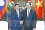 越南国家主席陈大光会见老挝总理通伦·西苏里（图片来源：越通社）