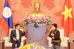 越南国会主席阮氏金银与老挝总理通伦•西苏里