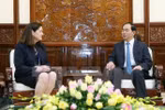 越南国家主席陈大光与美国亚太经合组织国家中心总裁莫妮卡·惠利