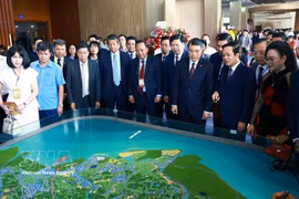 与会代表参观规划沙盘。图自越通社