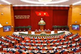 越南共产党第十三届中央委员会全体会议开幕式。图自越通社