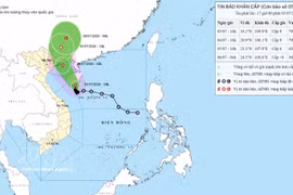 7月3日17时1号台风移动路径。图自越通社