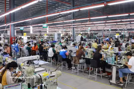 纺织—服装—鞋皮业力争将工业生产由加工、组装转向附加值更高的环节，提高科技含量与竞争力。图自越通社