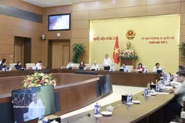 国会主席陈青敏发言。图自越通社