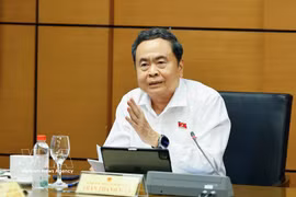 国会主席陈青敏发表意见。图自越通社
