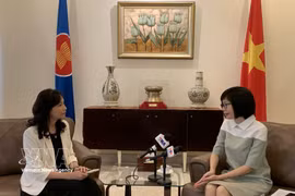 越南常驻东盟代表团团长孙氏玉香大使接受越通社驻雅加达记者采访。图自越通社