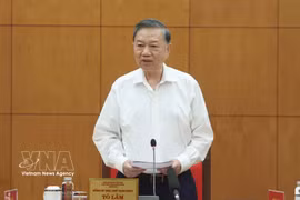 越共中央总书记、国家主席苏林发表讲话。图自越通社