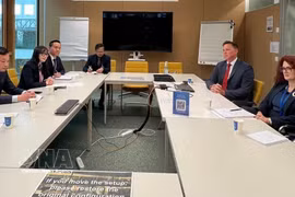 越南公安部工作代表团与世界知识产权组织（WIPO）咨询委员会举行工作会谈。图自越通社