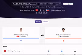 越南在虚拟跆拳道项目夺得银牌。图自越通社