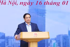 范明政总理发表总结发言。图自越通社