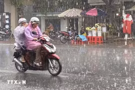 受热带低压影响，全国多地出现强降雨。图自越通社