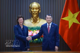 越南政府总理黎明兴会见富时罗素（FTSE Russell）首席执行官菲奥娜·巴塞特。图自越通社