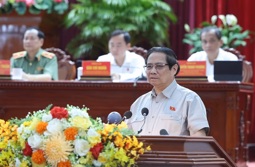 越南政府总理范明政在活动上发表讲话。图自越通社