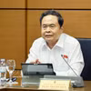 国会主席陈青敏发表讲话。图自越通社