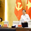 越共中央政治局委员、国会党委书记、国会主席陈青敏发表讲话。图自越通社