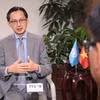 越南常驻联合国代表团团长杜雄越大使接受越通社驻纽约记者采访。图自越通社