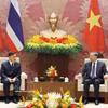 越共中央总书记、国家主席苏林与泰国国王玛哈·哇集拉隆功举行会谈。图自越通社