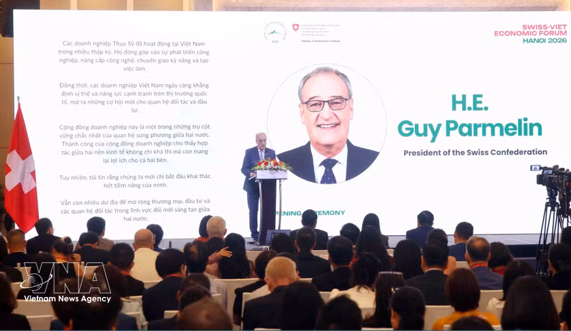 瑞士联邦主席居伊·帕姆兰出席2026年越南—瑞士经济论坛。投资越通社