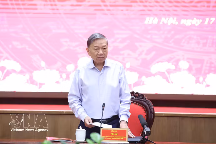 越共中央总书记、国家主席苏林发表讲话。图自越通社