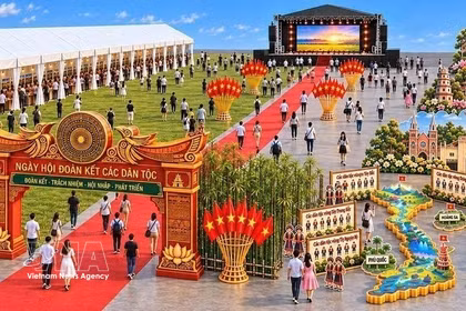 全民族大团结日活动上“全民族大团结大道”的3D效果图。图：越通社发