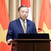 越共中央总书记、国家主席苏林发表政策演讲。图自越通社