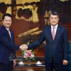 越南政府总理黎明兴会见柬埔寨监察部部长宋速肯。图自越通社