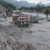 2026年8月27日，尼泊尔努瓦科特（Nuwakot）县遭受严重山洪和泥石流破坏的惨状。图自新华社/越通社