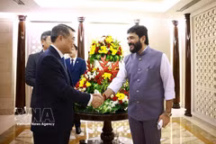 印度高级官员来到机场为越南政府总理黎明兴一行送行。图片来源：越通社