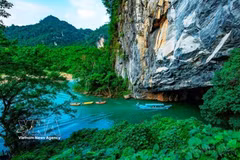 峰衙-几榜（Phong Nha – Kẻ Bàng）国家公园内的峰衙洞洞口外的景色美如一幅画。图片来源：越通社