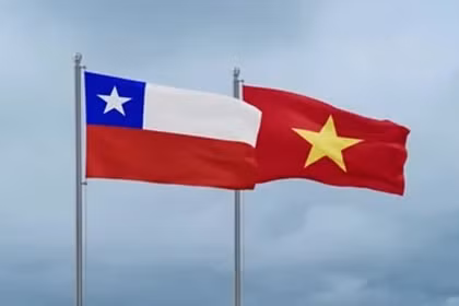 越南国旗（右）与智利国旗。图自Vietnam+