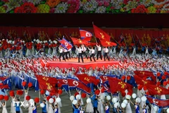 朝鲜劳动党成立80周年庆典文艺演出。图自越通社
