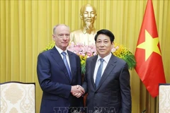 越南国家主席梁强会见俄总统助理、海事委员会主席尼古拉·帕特鲁舍夫。图自越通社