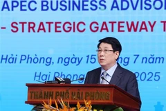 国家主席梁强发表讲话。图自越通社