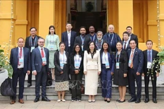 越南外交部副部长黎氏秋姮会见参加越共十四大报道的外国记者。图自越通社